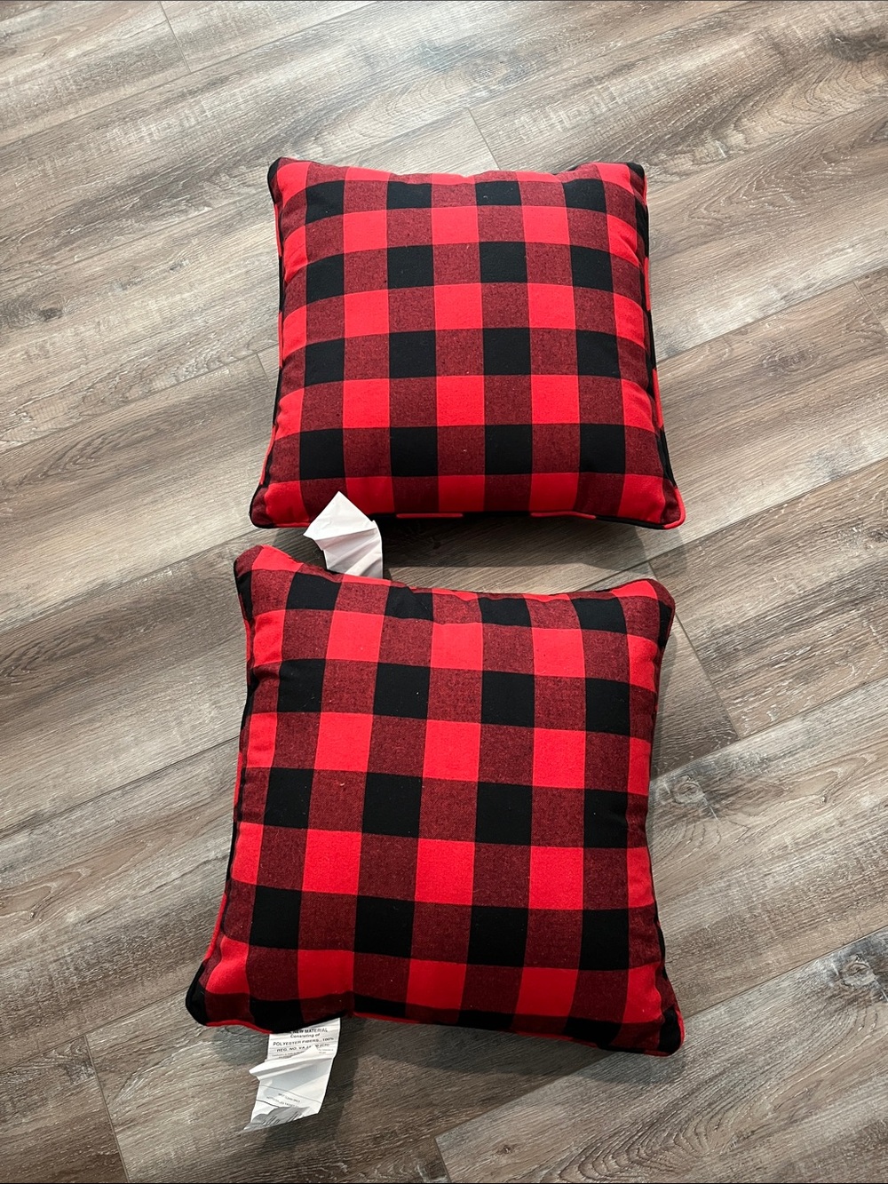 NEW Pair of Pier 1 Red and Black Buffalo Plaid Throw Pillows